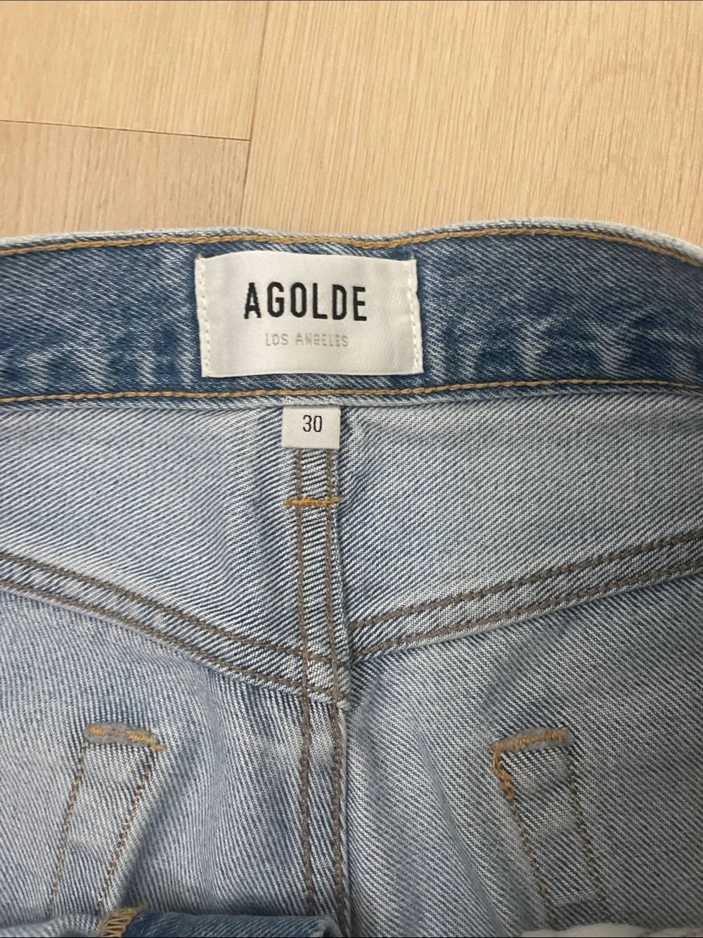 Agolde Parker Long Distressed High-Rise Denim Shorts